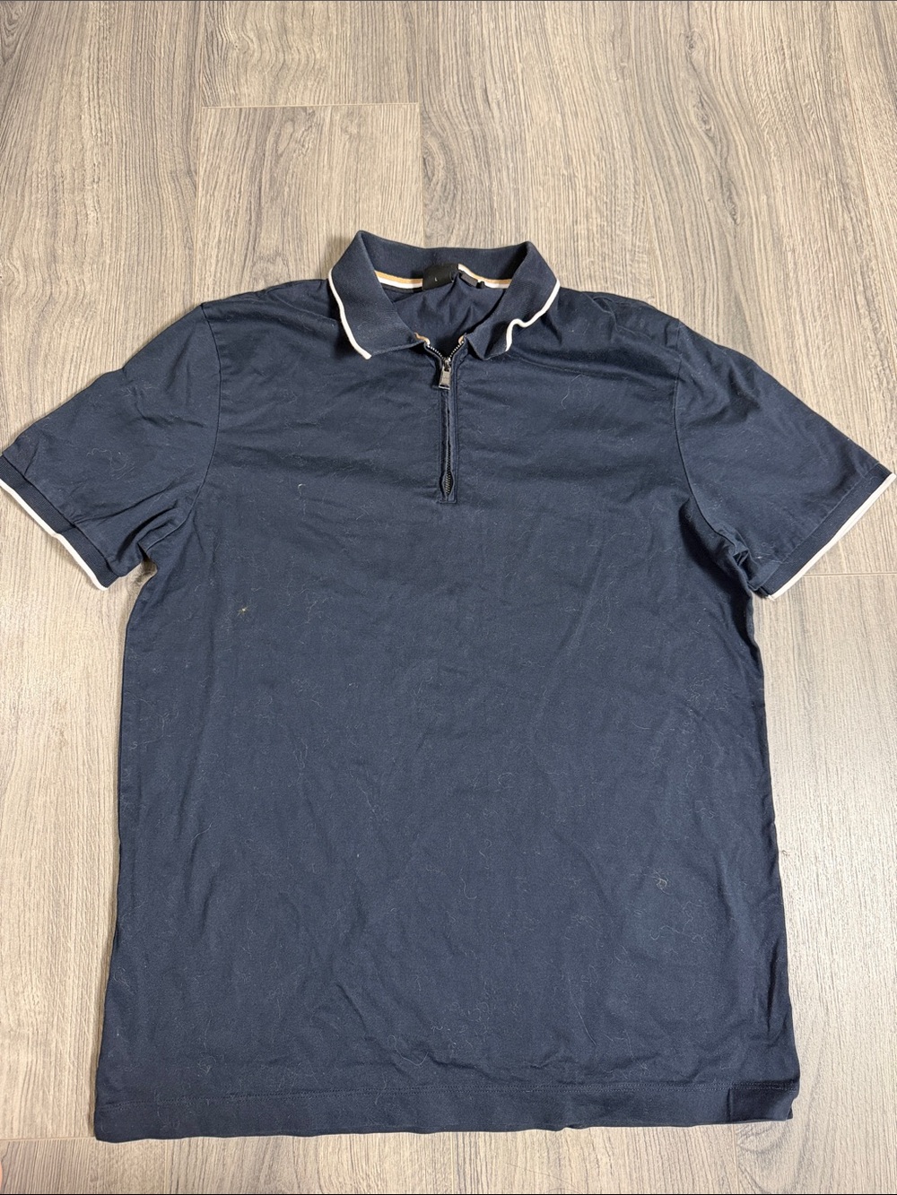 Men's Hugo BOSS  Mercerised Navy Short Sleeve Polo Shirt with Contrast Trim
